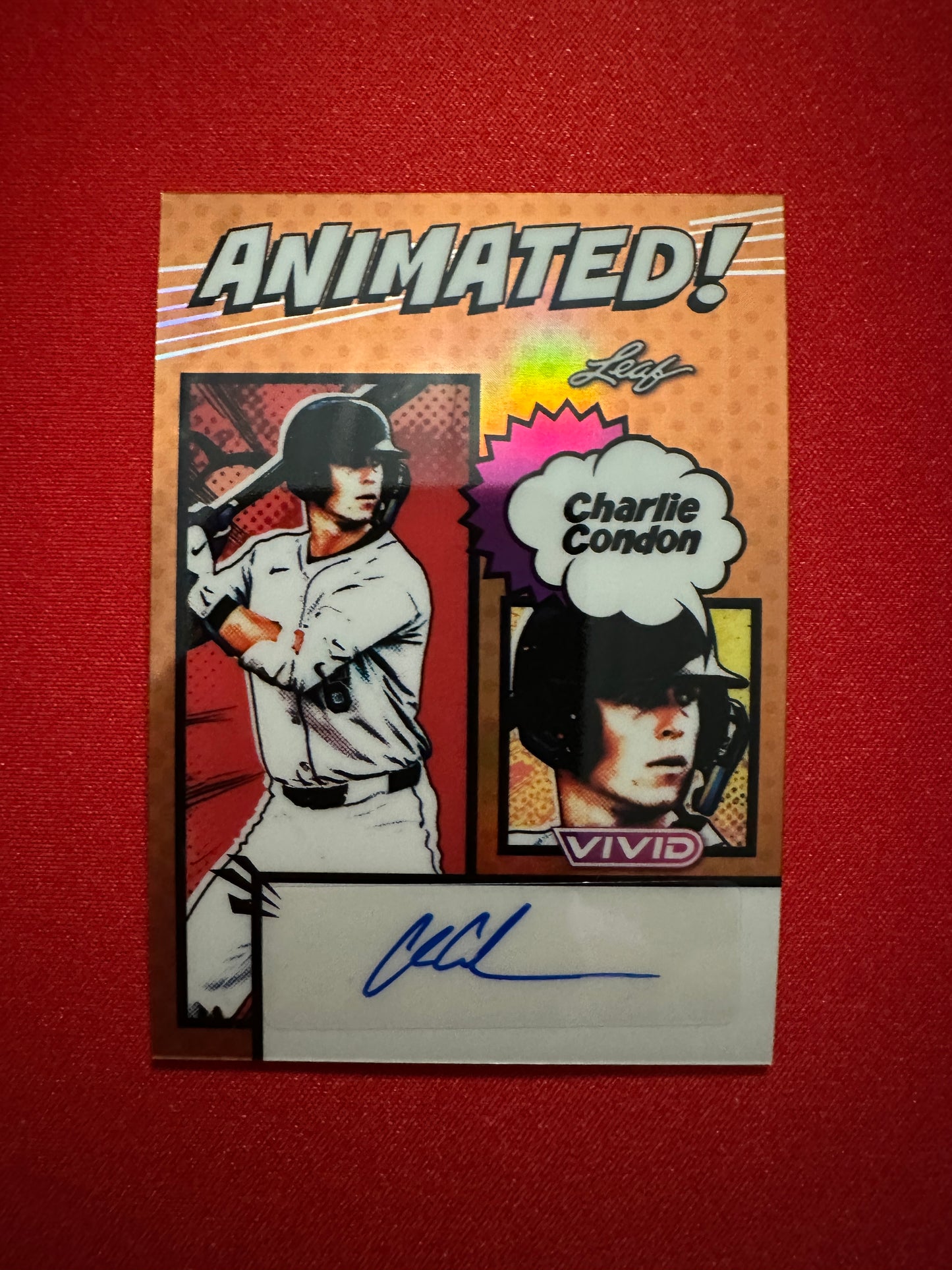Charlie Condon 2026 Leaf Vivid Animated Orange Auto 5/5 Bookend Slugger