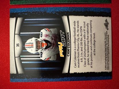 Cam Coleman 2026 Leaf Paydirt Football Two-Card Short-Print Parallel Lot