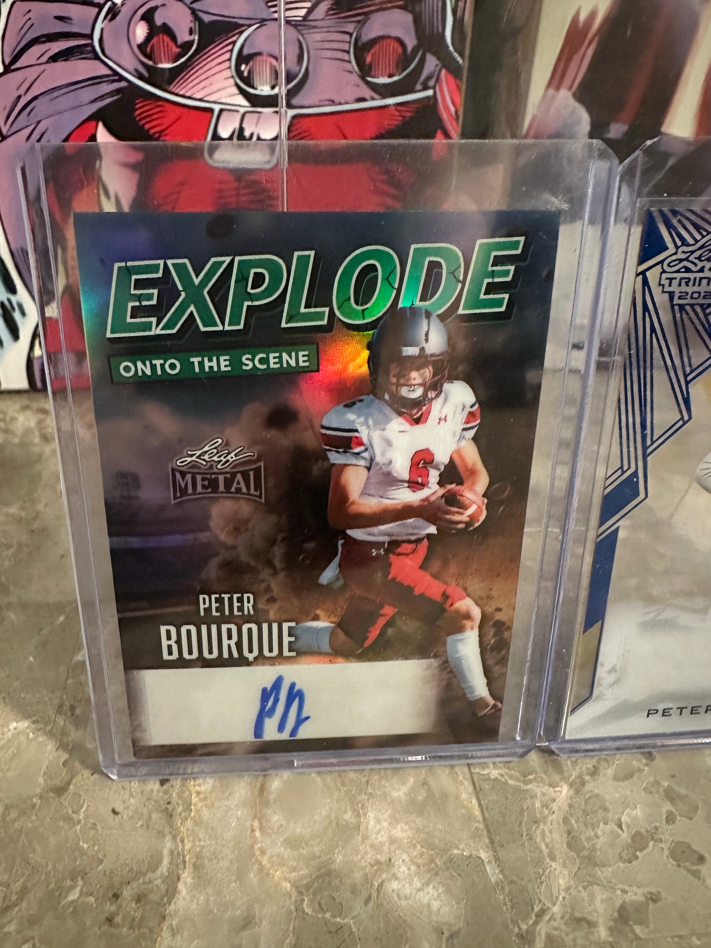 Peter Bourque Leaf Metal Explode Green AUTO /3 & Trinity Clear /35 VT QB Lot