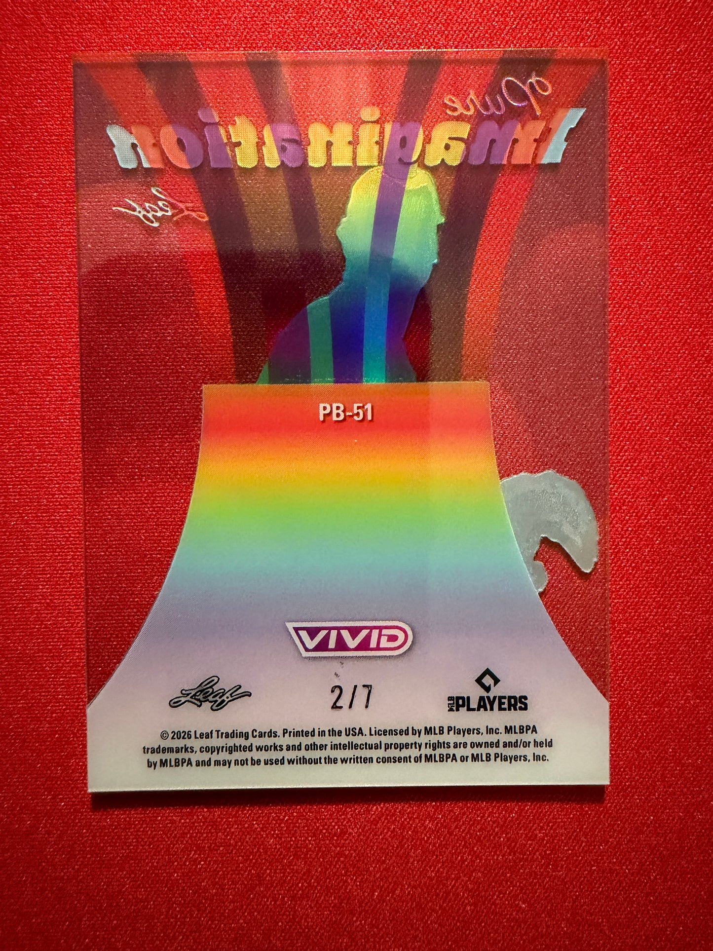2026 Leaf Vivid Baseball Marcus Phillips Pure Imagination Clear Red Parallel Short-Print 2/7