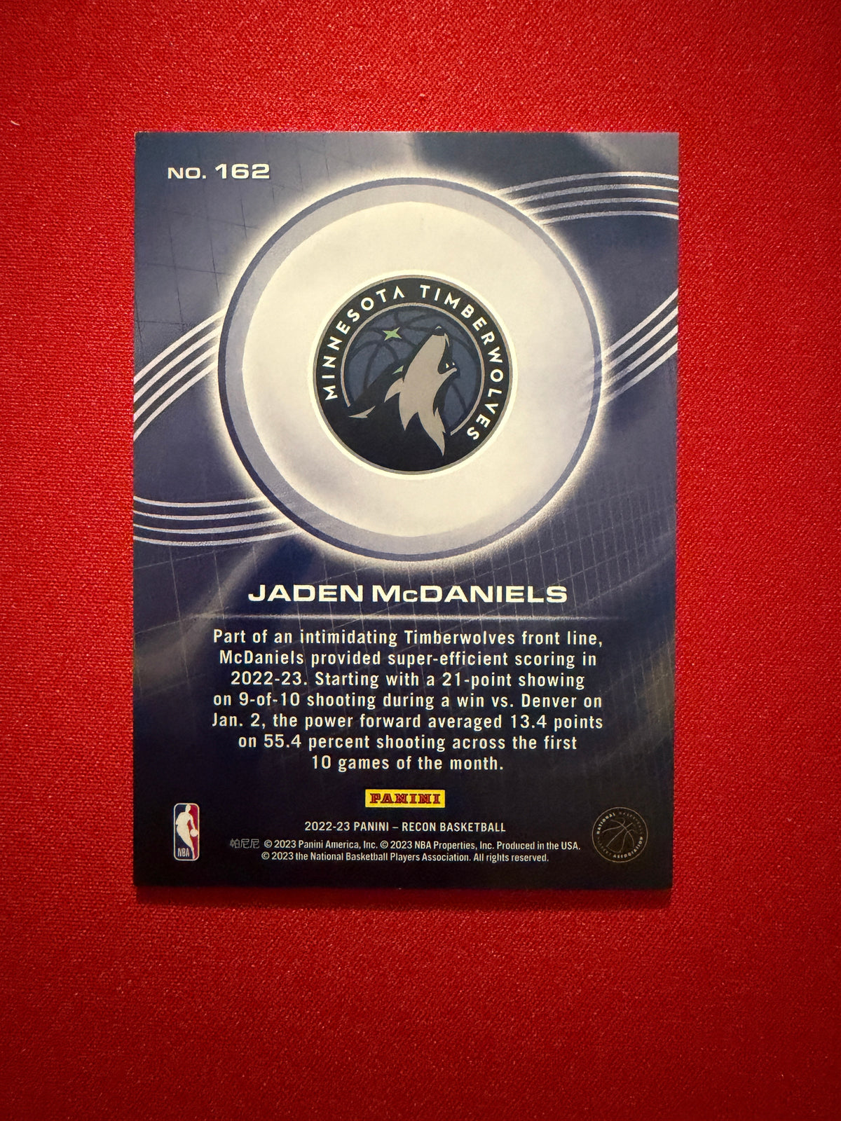 Jaden McDaniels 2022-23 Panini Recon Basketball /199 #162