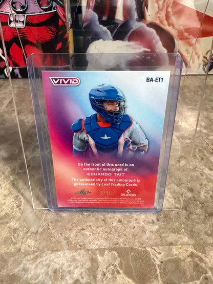 2026 Leaf Vivid Baseball Base Green Lazer Autograph Eduardo Tait 3/10