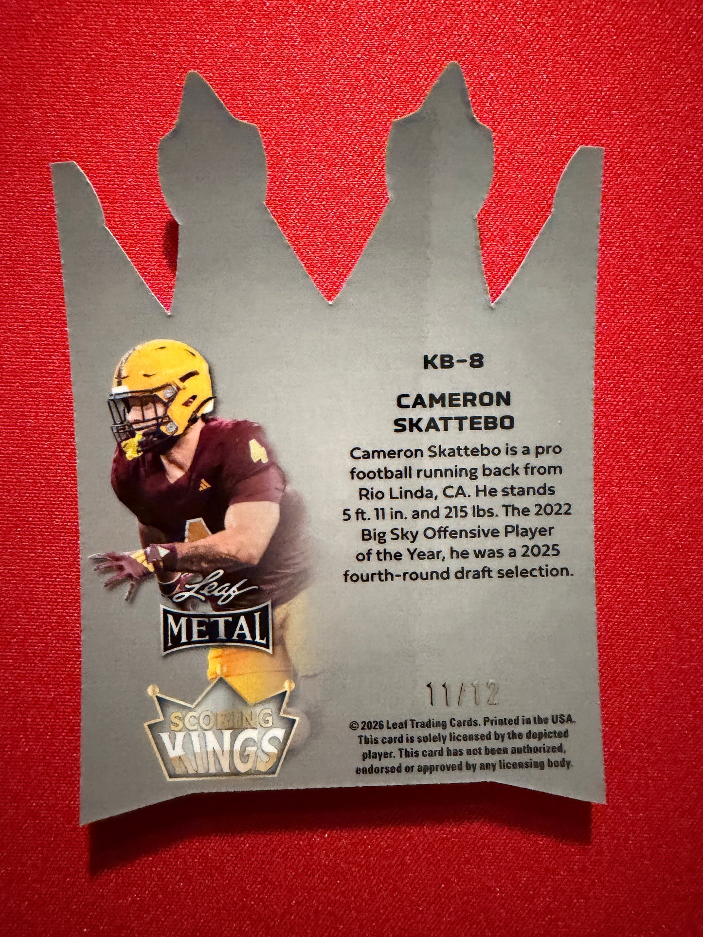 2026 Leaf Metal Football Cam Skattebo Scoring Kings Silver Shimmer /12