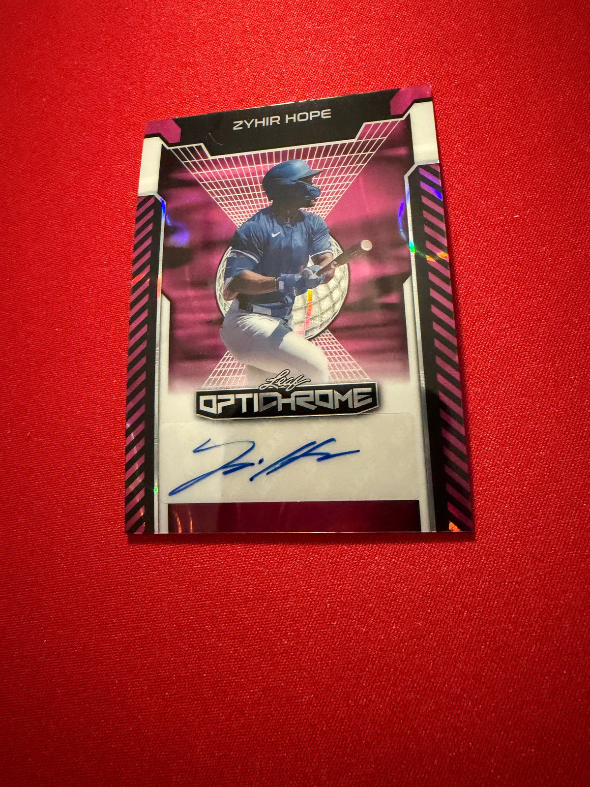 Zyhir Hope 2025 Leaf Optichrome Baseball Base Auto Pink Lava /8