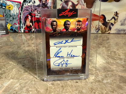 2026 Leaf Art of Sport Rule of 3 Sugar Ray Leonard Tommy Hearns Roy Jones Triple Auto