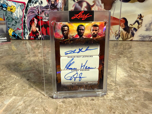 2026 Leaf Art of Sport Rule of 3 Sugar Ray Leonard Tommy Hearns Roy Jones Triple Auto