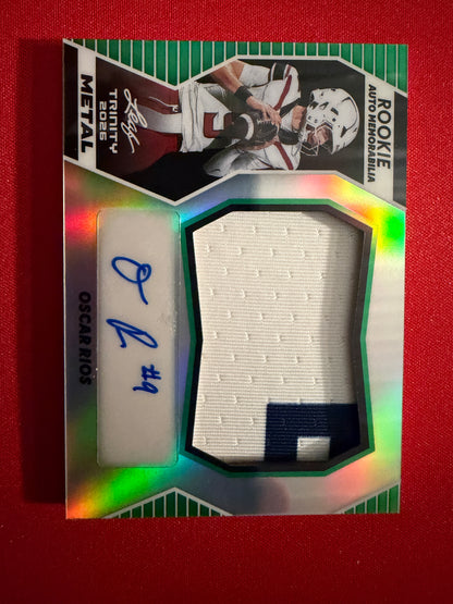 Oscar Rios 2026 Leaf Trinity Football Rookie Auto Memo Metal Multicolor Patch /5