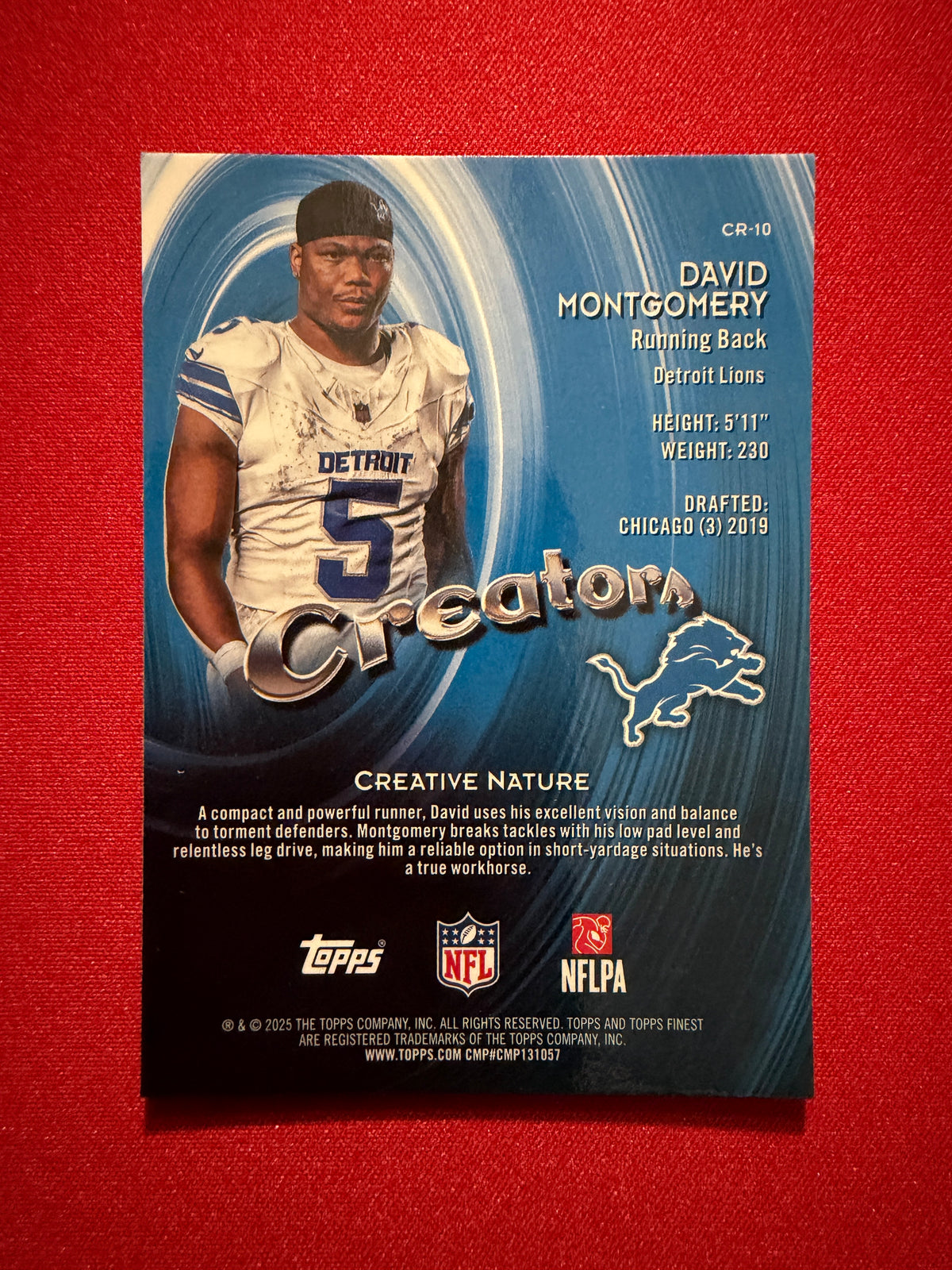2025 Topps Finest Football David Montgomery Creators X-Fractor #CR-10