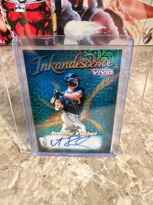 2026 Leaf Vivid Baseball Inkadescence Techno-Foil Teal Andrew Fischer Autograph 5/25
