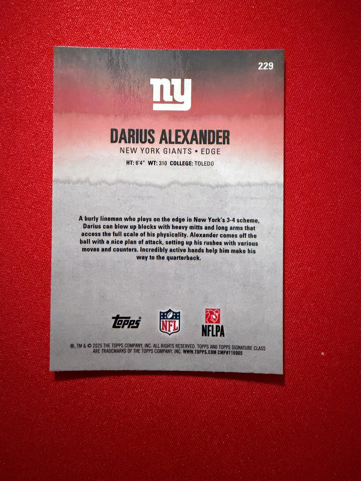 Darius Alexander 2025 Topps Signature Class Football Chrome Teal /225 #229