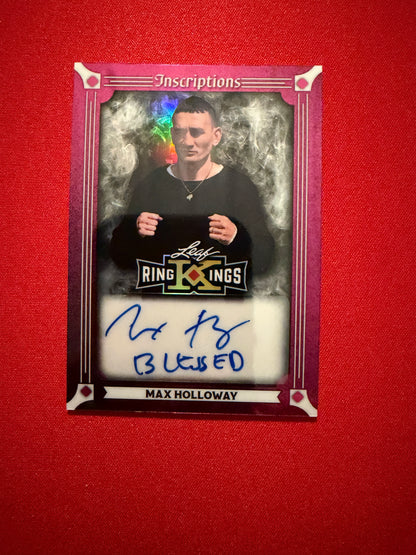 Max Holloway 2026 Leaf Metal Ring Kings Metal Inscriptions Auto Pink /6