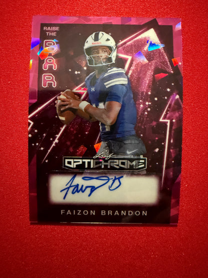 2026 Leaf Optichrome Football Faizon Brandon Raise The Bar Auto Pink Crystal /6