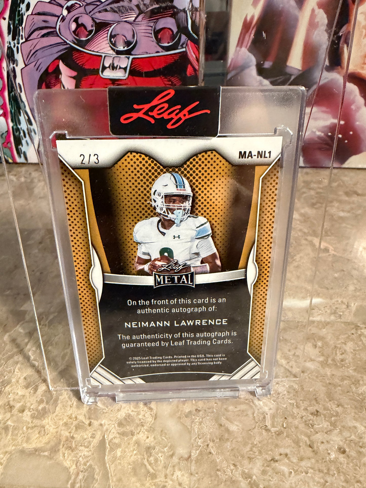 2026 Leaf Spectacular Football Metal On-Card Neimann Lawrence Green Shimmer /3