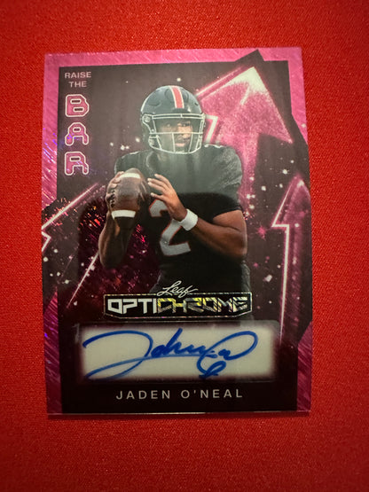 2026 Leaf Optichrome Jaden O'Neal RAISE THE BAR PINK SHIMMER AUTO 6/6 FSU QB