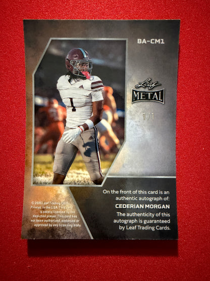 2026 Leaf Metal Football Cederian Morgan Red Flood Super Prismatic Auto