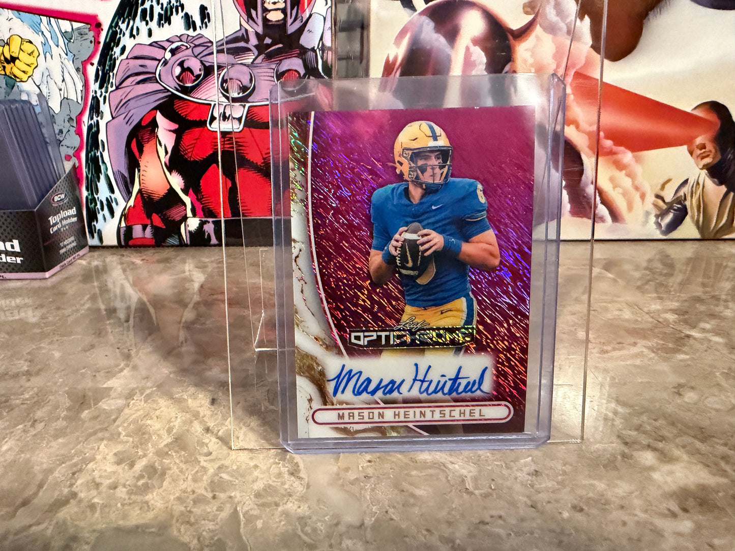 Mason Heintschel Leaf Optichrome Football Base Auto Pink Shimmer 1/6 Bookend