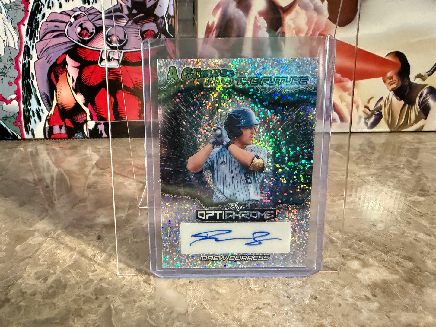 Drew Burress 2025 Leaf Optichrome Baseball Glimpse Into Future Auto Silver /10