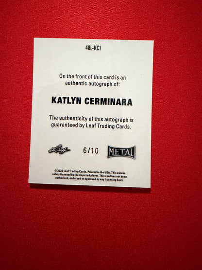 Katlyn Cerminara 2026 Leaf Metal Ring Kings 1948 Auto Silver /10