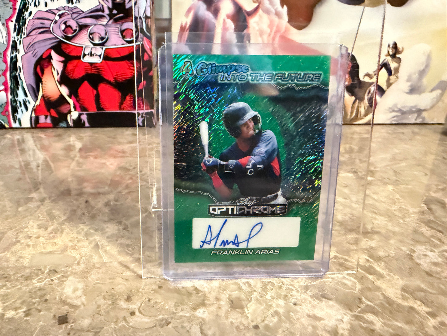 Franklin Arias 2025 Leaf Optichrome Baseball Glimpse Into Future Auto Green Shimmer 6/6
