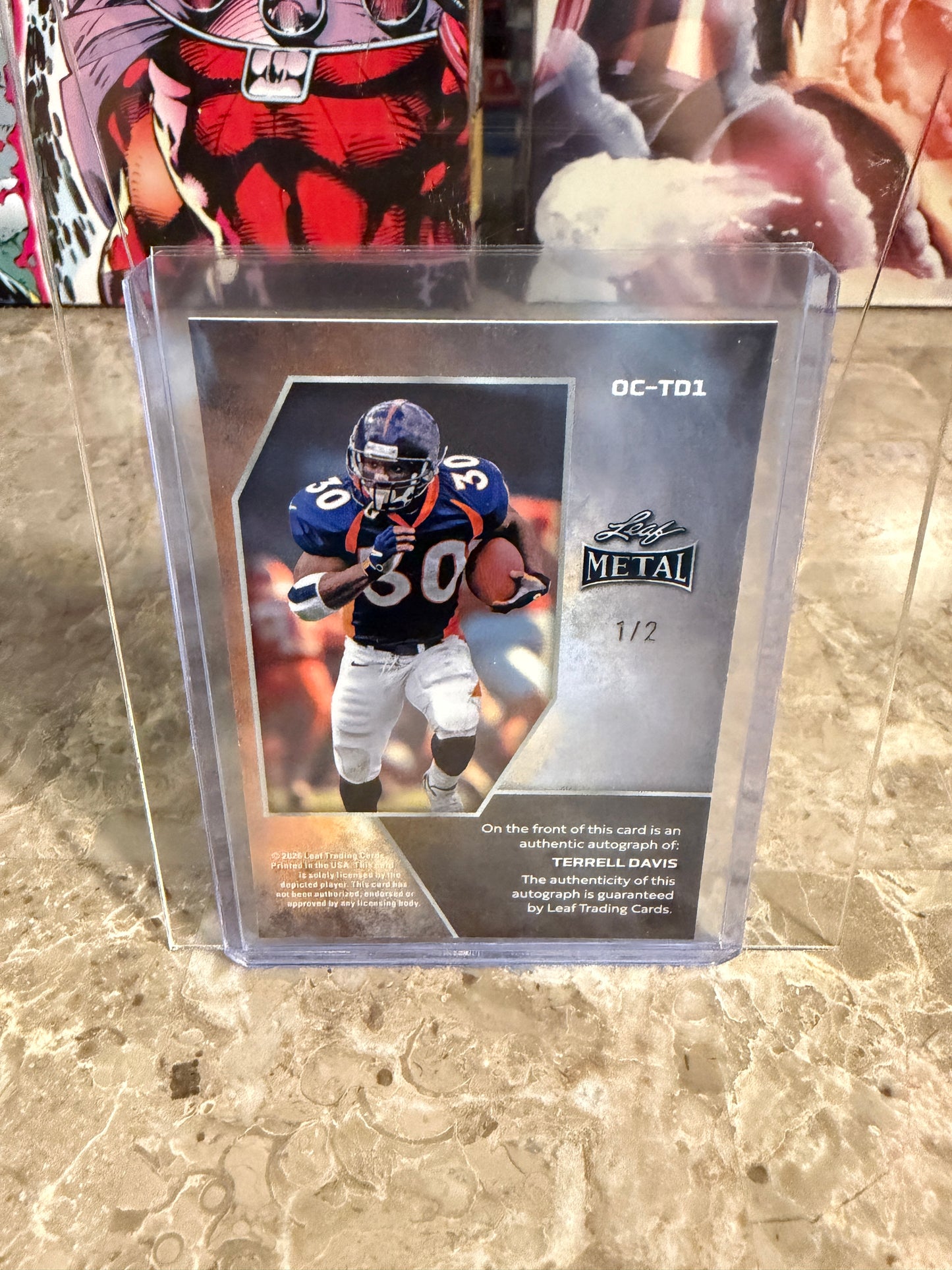 2026 Leaf Metal Football Terrell Davis Purple Prismatic On-Card Auto /2