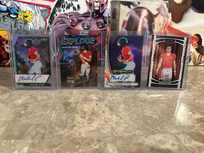 2026 Leaf Metal Michael Pyne Purple Prismatic Auto /7 & Silver Auto /12 4-Card Lot