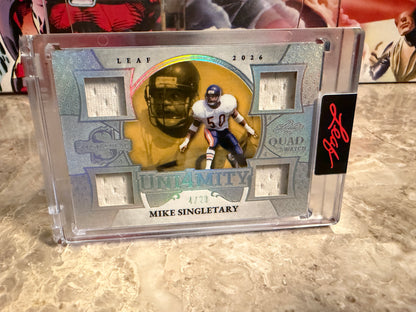 2026 Leaf Spectacular Football Uni4mity Silver Prismatic Quad Patch Mike Singletary /20
