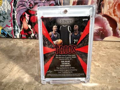 Karl Malone Duncan Garnett 2026 Leaf Ultimate Sports Trios Game-Used Multicolor /4