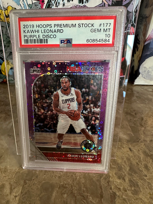 Kawhi Leonard #177 PSA 10.0 Gem Mint (2019 Hoops Premium Stock) - Purple Disco