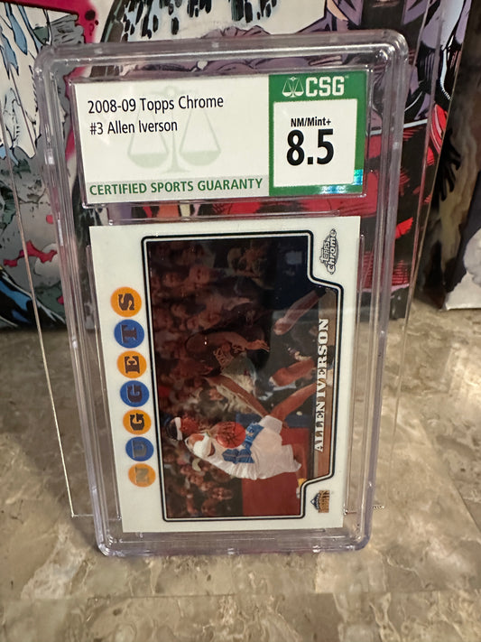 Allen Iverson #3 CSG 8.5 NM/Mint+ (2008-09 Topps Chrome)