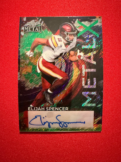 2026 Leaf Metal Football Elijah Spencer Metal X Auto Green Shimmer 1/1