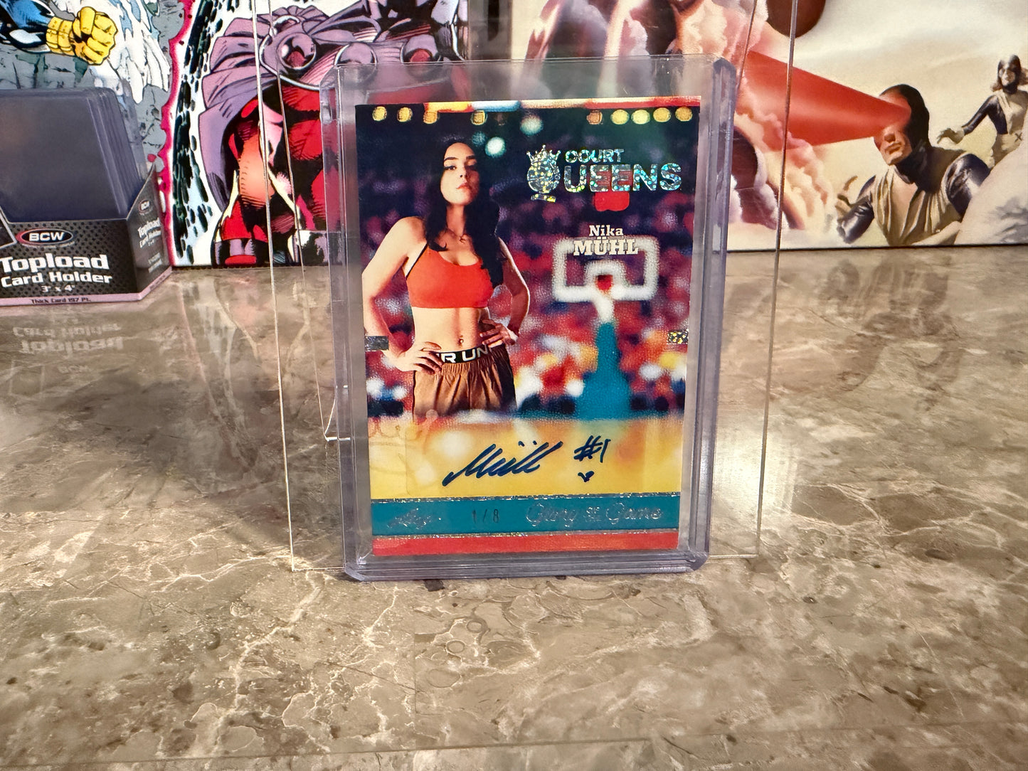 Nika Muhl 2025 Leaf Glory of the Game Basketball Court Queens Auto Holo Dots 1/8