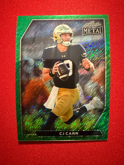 2026 Leaf Metal Football CJ Carr Base Green Shimmer 1/3