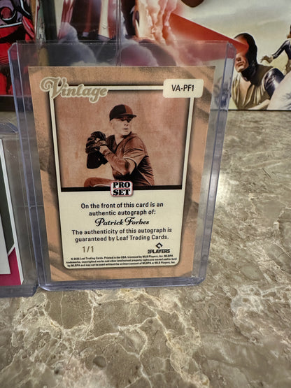 2026 Leaf Pro Set Patrick Forbes 1/1 Auto & Vivid Patch Auto /25 2-Card Lot