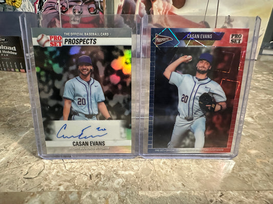 Casan Evans 2026 Leaf Pro Set Two-Card Prospect Lot