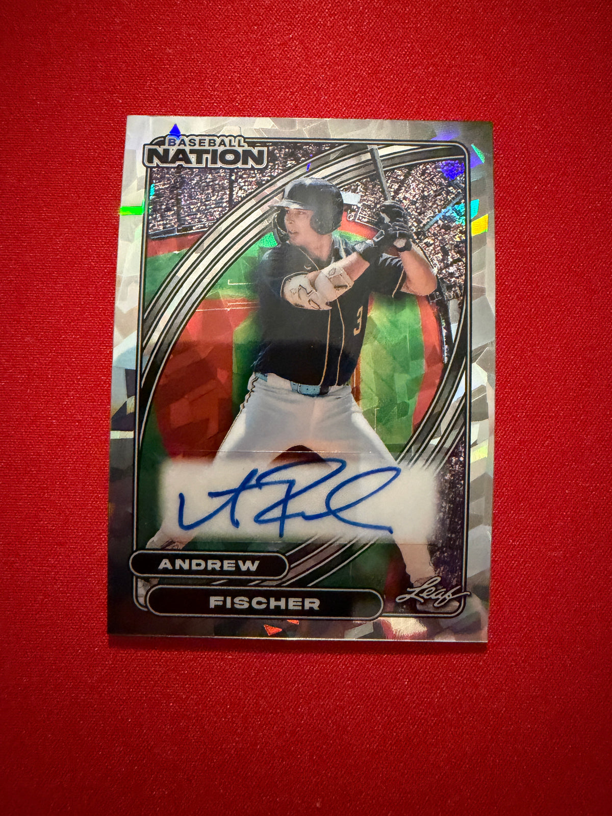 2026 Leaf Baseball Nation Andrew Fischer Base Auto Silver Cracked Ice /25