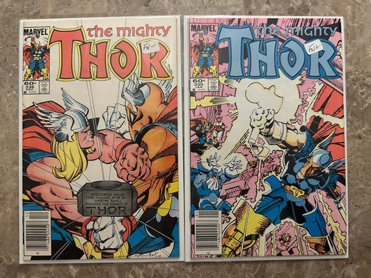 Thor #338-339 Newsstand Mid Grade (Marvel 1985)