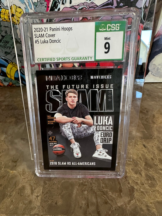 Luka Doncic #5 CSG 9.0 Mint (2020-21 Panini Hoops) - Slam Cover