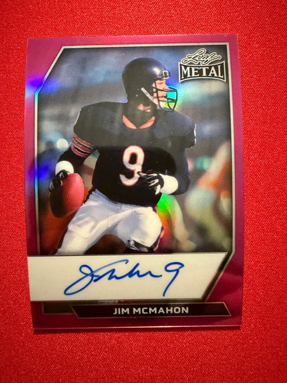 2026 Leaf Metal Football Jim McMahon On-Card Auto Pink Prismstic