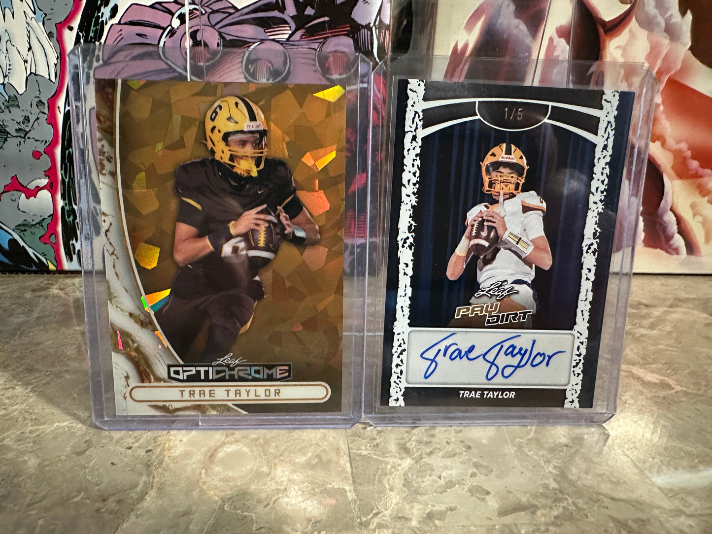 Trae Taylor 1/1 Gold Crystal Optichrome 1/1 & Paydirt Blue AUTO /5 Nebraska QB Lot