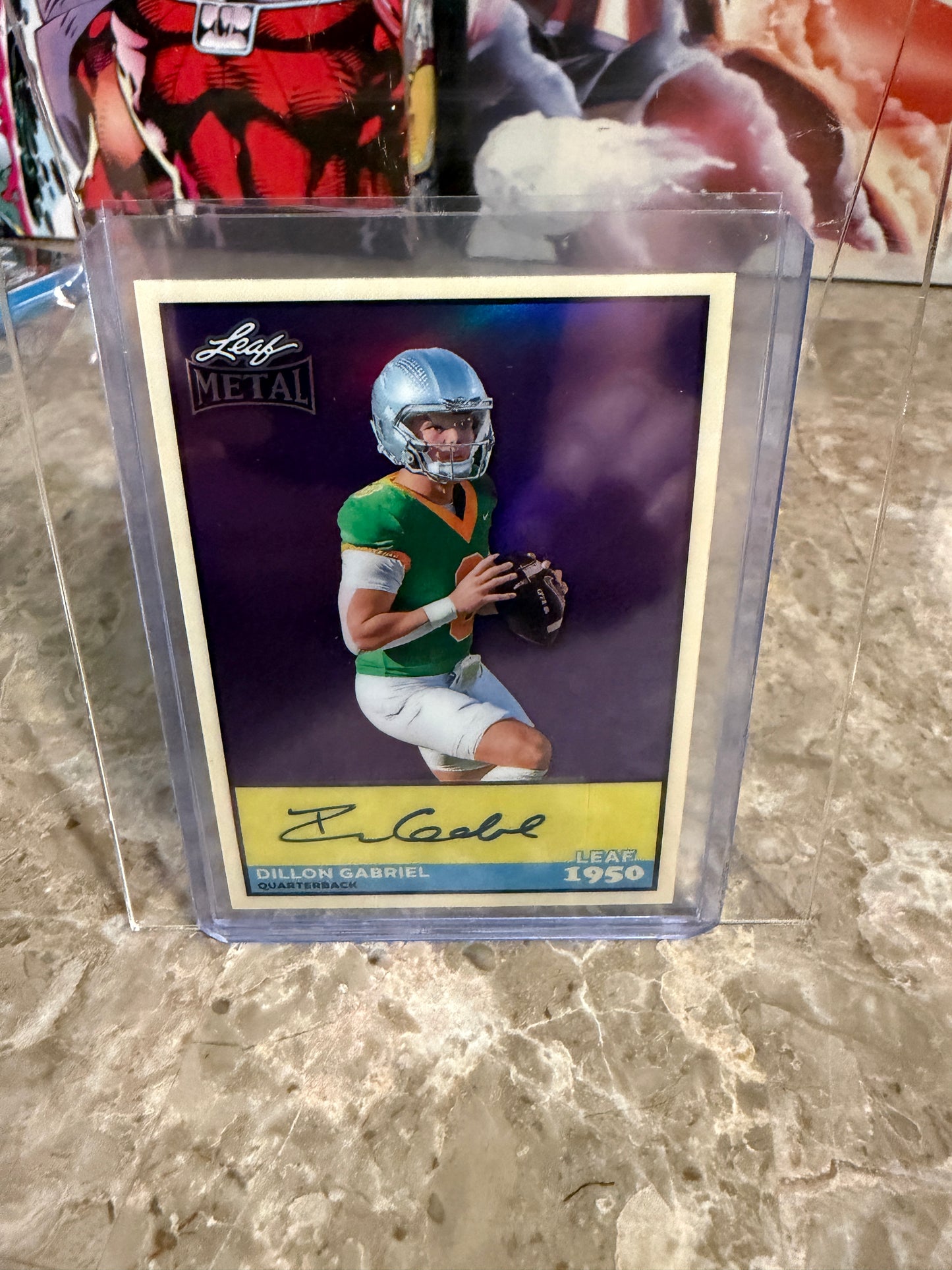 2026 Leaf Metal Football 1950 Dillon Gabriel Auto Purple Prismatic 1/7