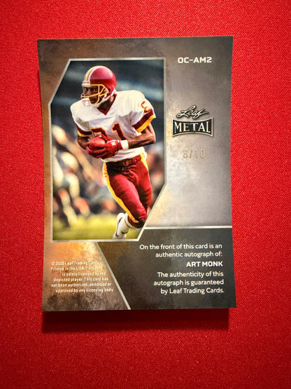2026 Leaf Metal Football Art Monk Silver Prismatic On-Card Auto /10