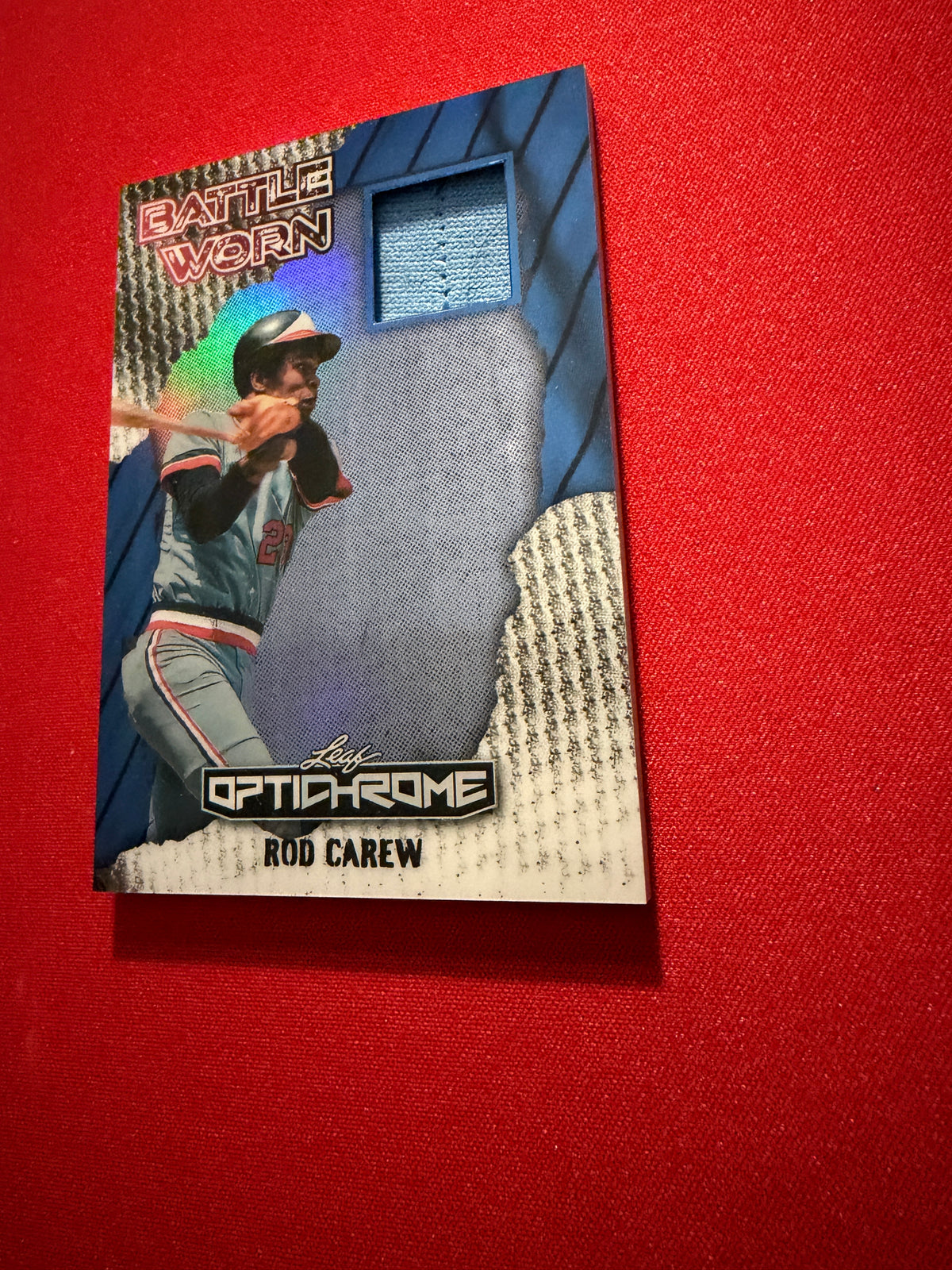 Rod Carew 2025 Leaf Optichrome Baseball Battle Worn Game-Used Patch /3