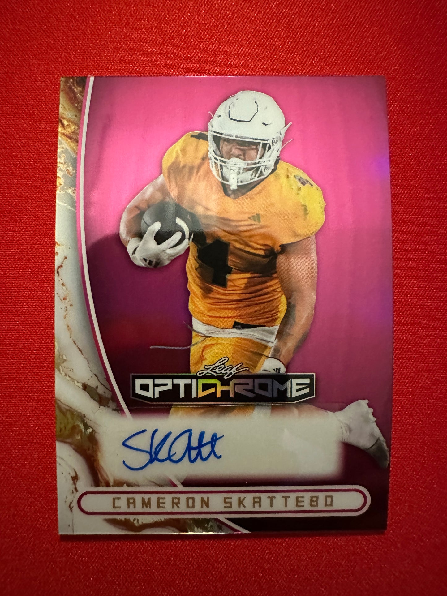 2026 Leaf Optichrome Pink Prismatic Cameron Skattebo Autograph 3/6
