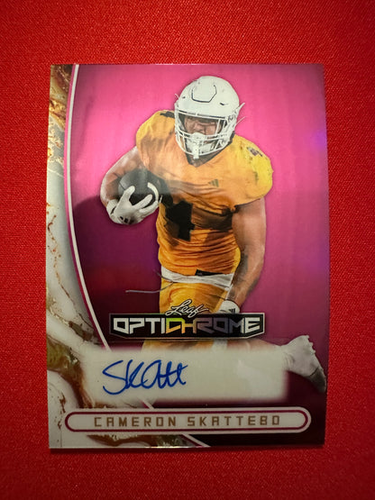2026 Leaf Optichrome Pink Prismatic Cameron Skattebo Autograph 3/6