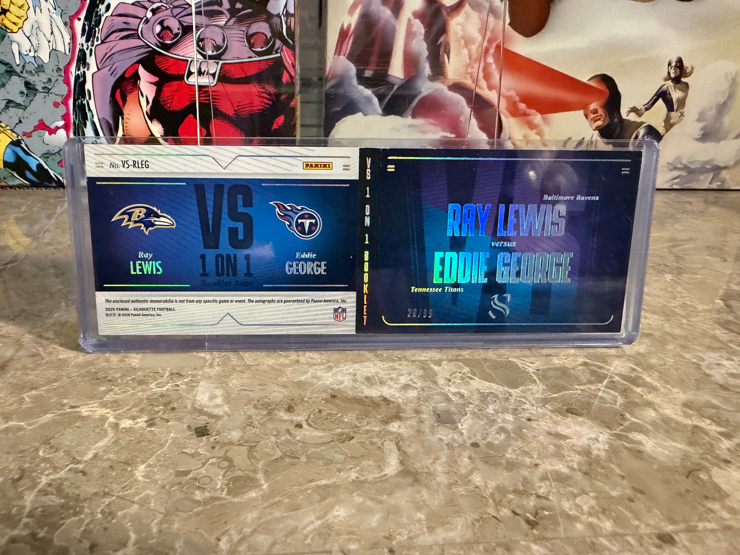 Ray Lewis vs. Eddie George 2025 Panini Silhouette Football Dual Patch Auto Booklet
