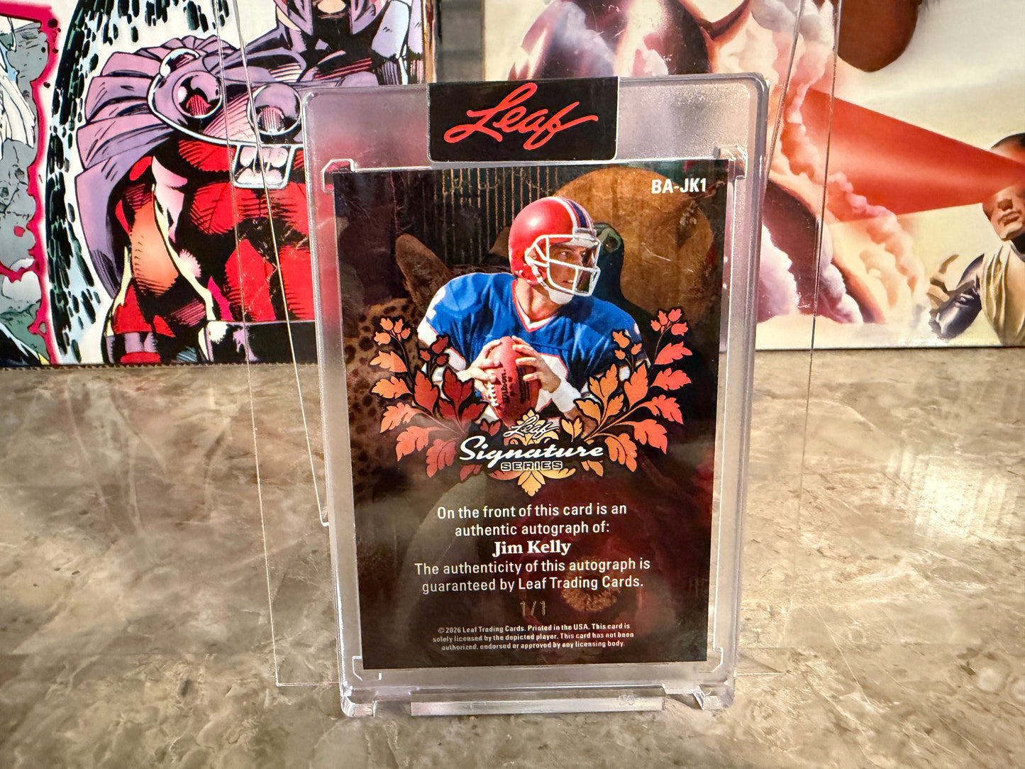 Jim Kelly 2026 Leaf Signature Series Base Auto Purple Lava 1/1
