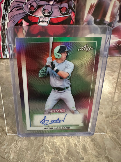 Jacob Lombard 2026 Leaf Vivid Green Autograph 7/10 Elite Shortstop Prospect