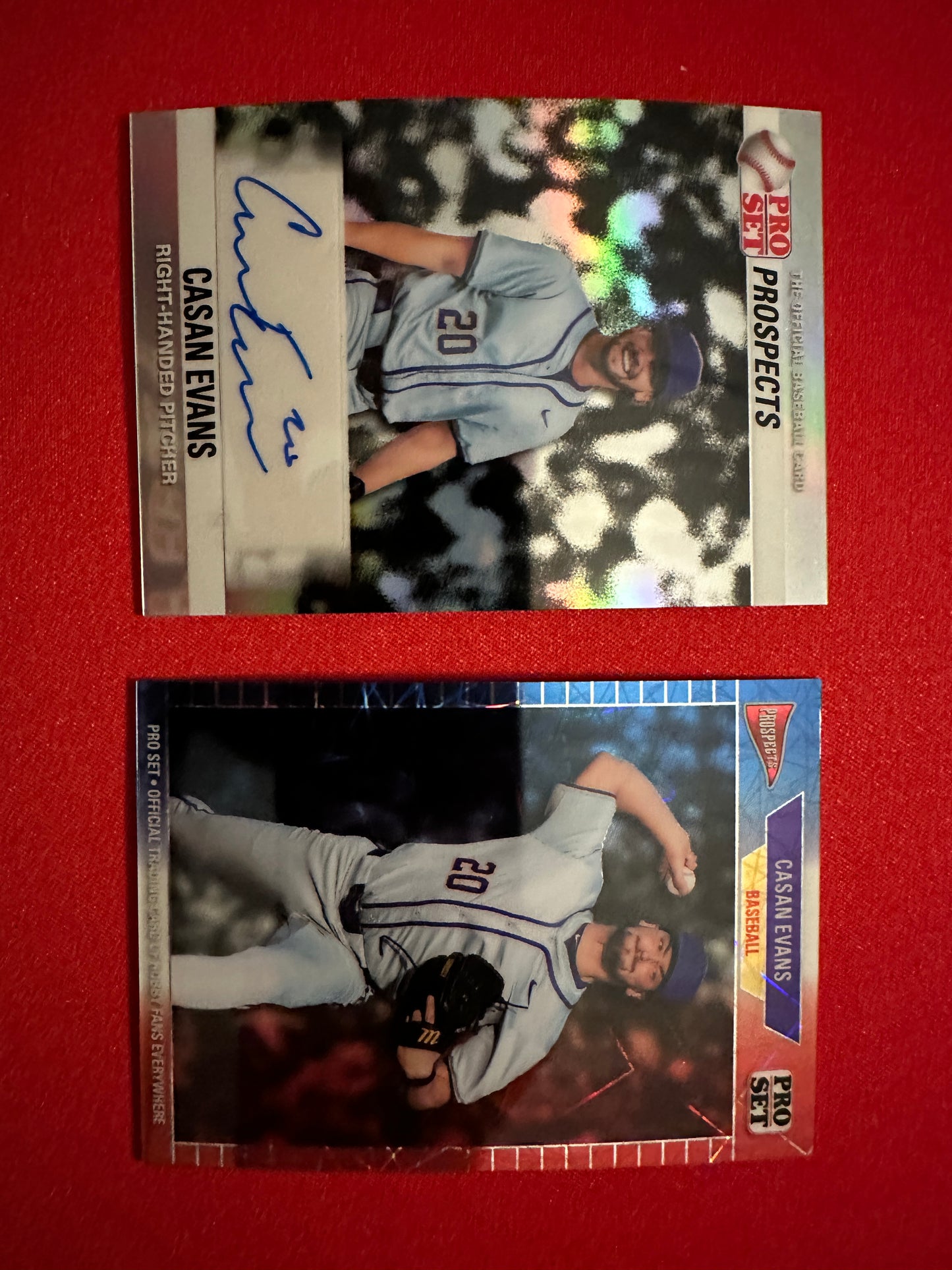 Casan Evans 2026 Leaf Pro Set Two-Card Prospect Lot