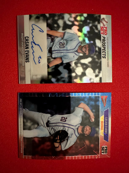 Casan Evans 2026 Leaf Pro Set Two-Card Prospect Lot