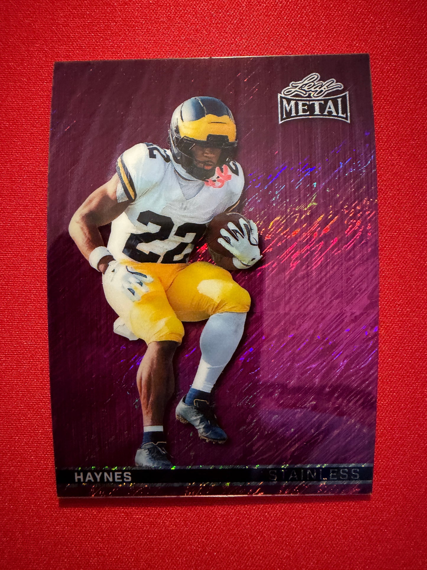 Justice Haynes 2026 Leaf Metal Football Stainless Pink Shimmer /6